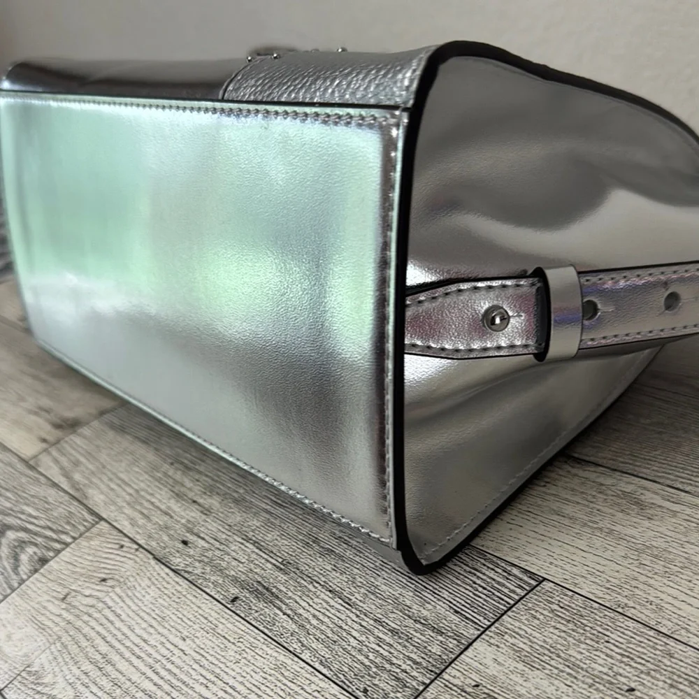 Michael Kors Avril Small Silver Satchel NWT